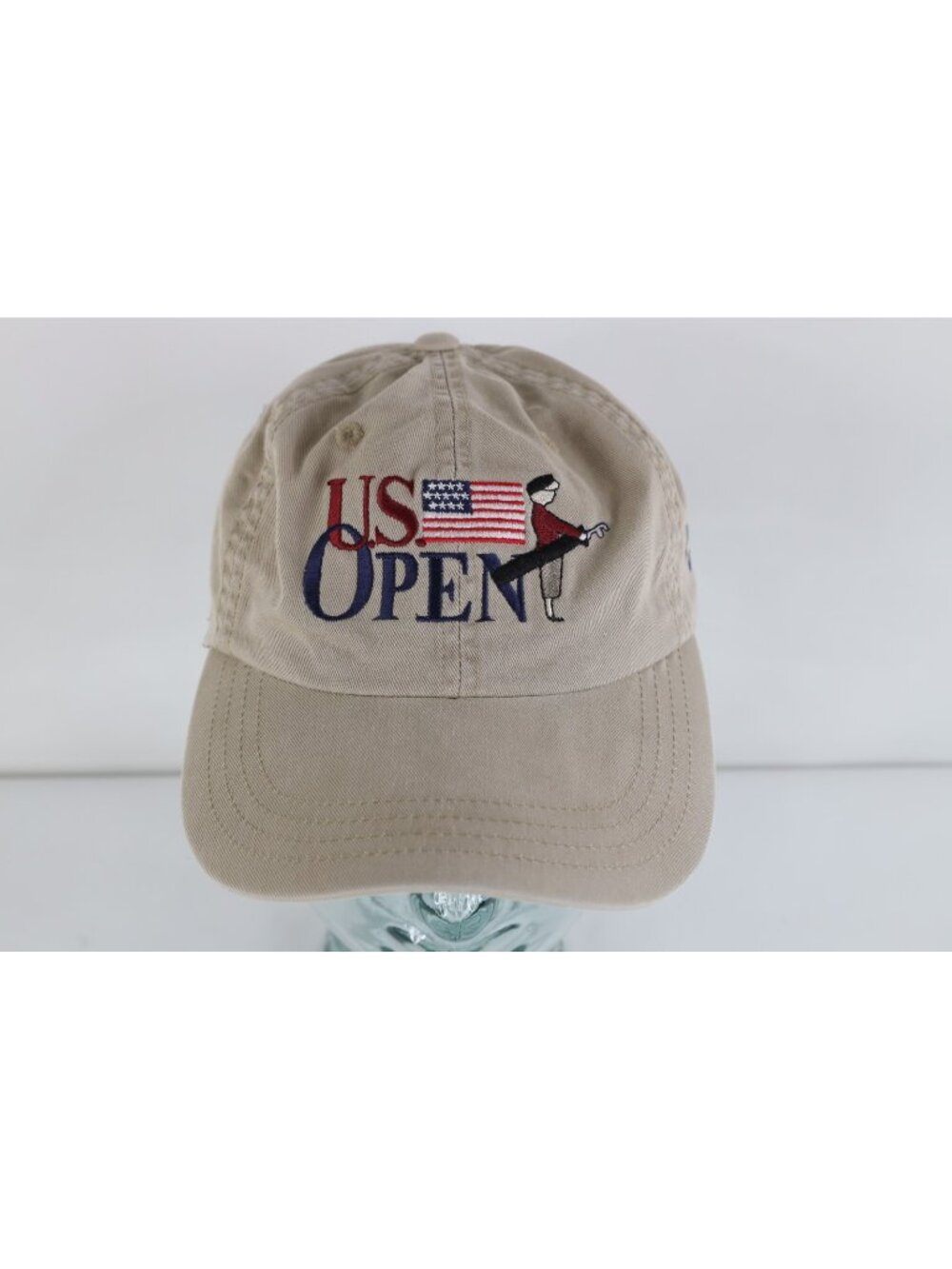 Vintage Spell Out 2002 US Open Bethpage Black Golf Golfing Hat Cap Beige Cotton